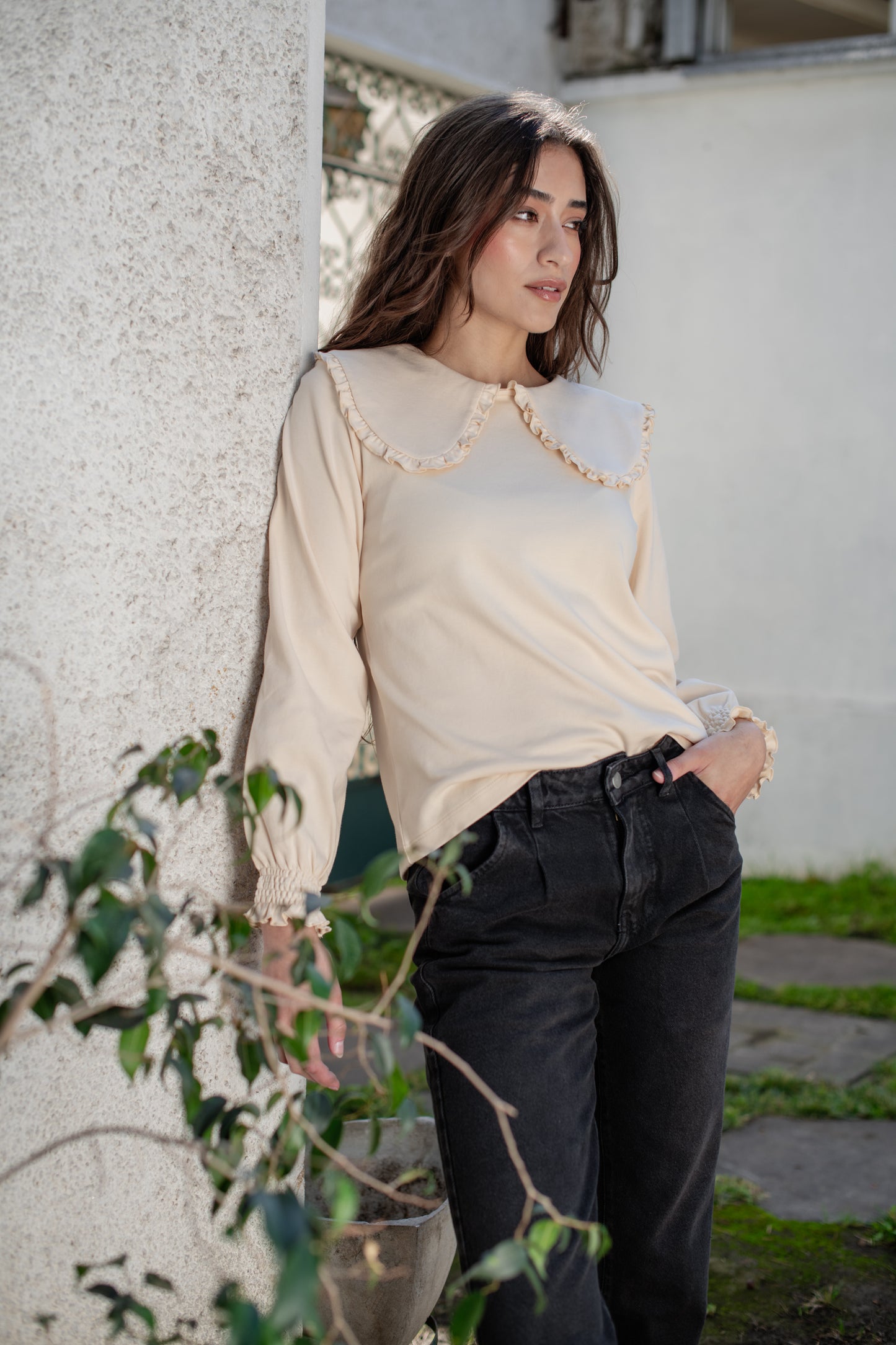 Polera Niza Crema