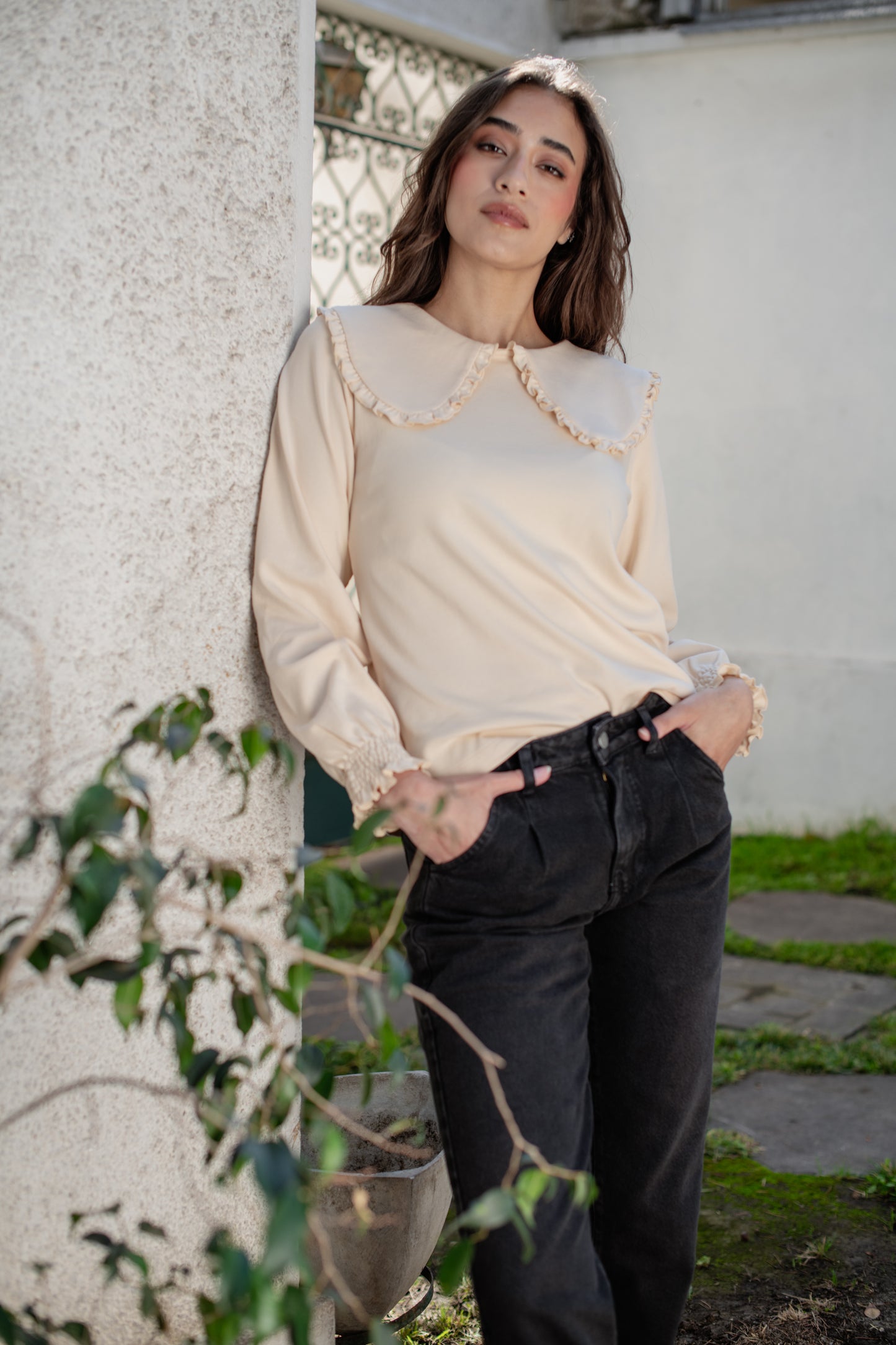 Polera Niza Crema