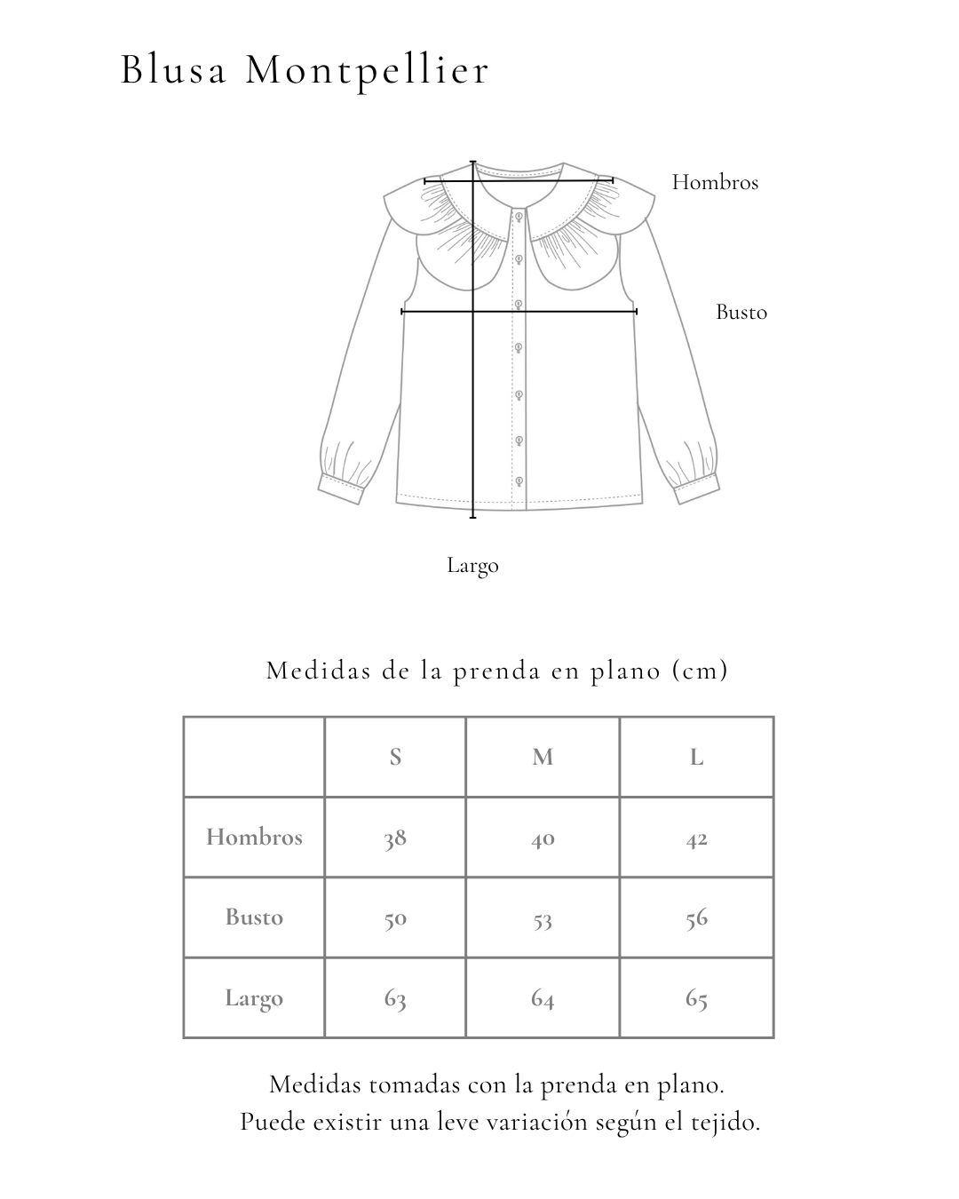 Guía de tallas Blusa Montpellier Blanco